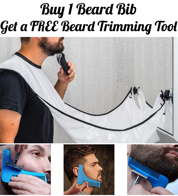 Beard Bib + FREE Beard Trimming Tool - Barber Clips