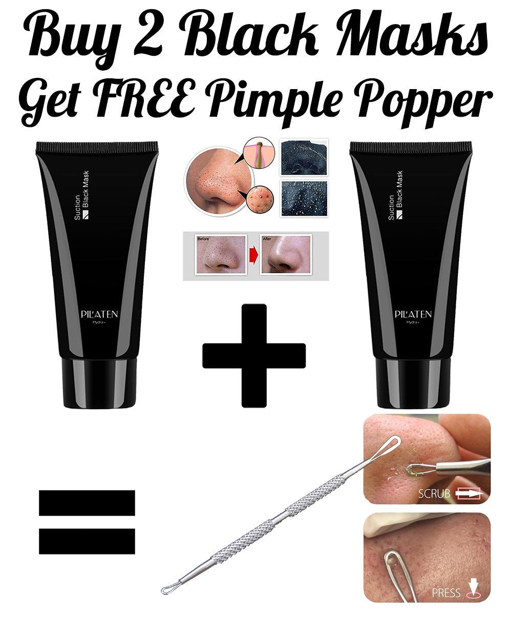 Black Mask Special (Buy 2 Get FREE Pimple Tool) - Barber Clips